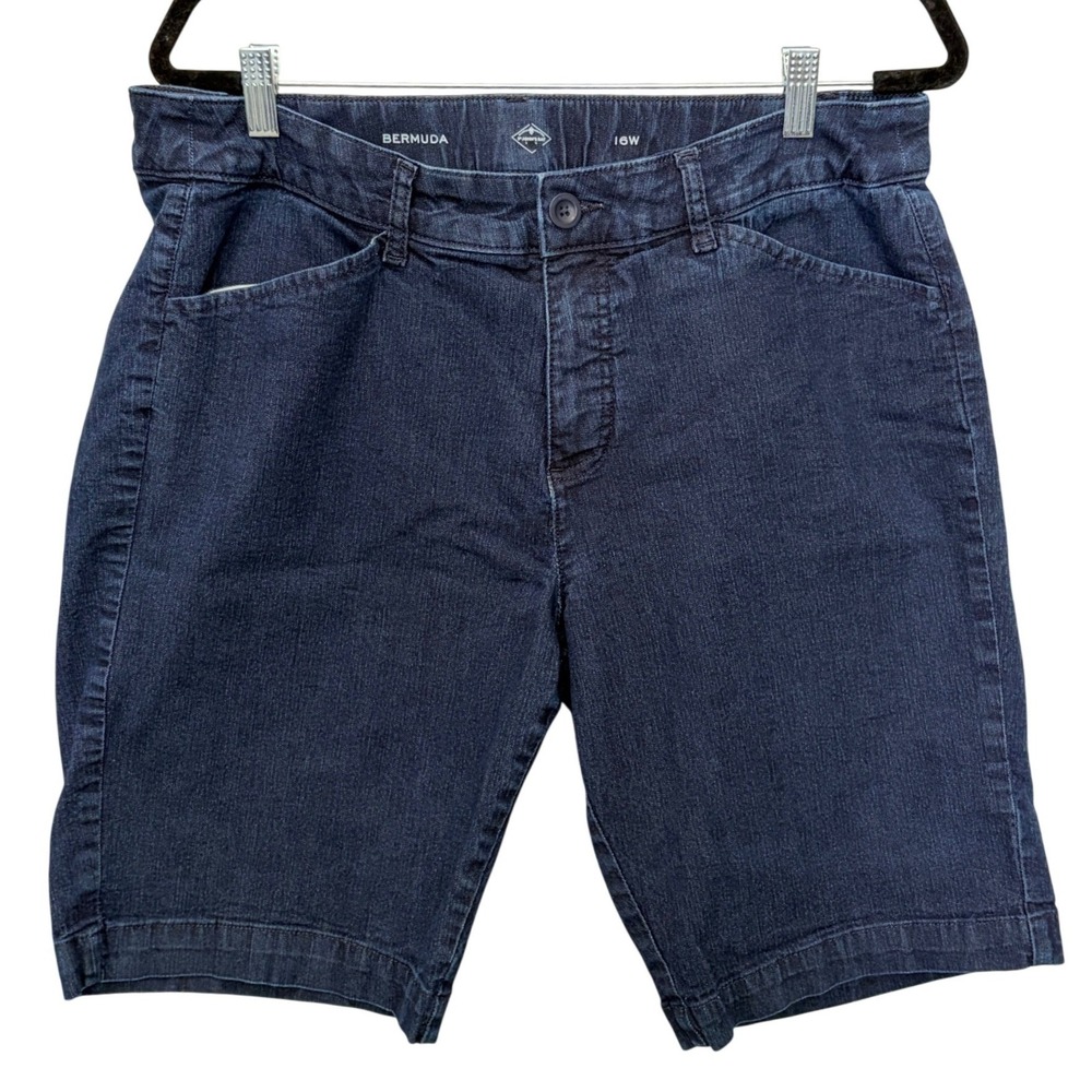 St. John's Bay Bermuda Blue Denim Shorts Some Stretch Women's Size 16W